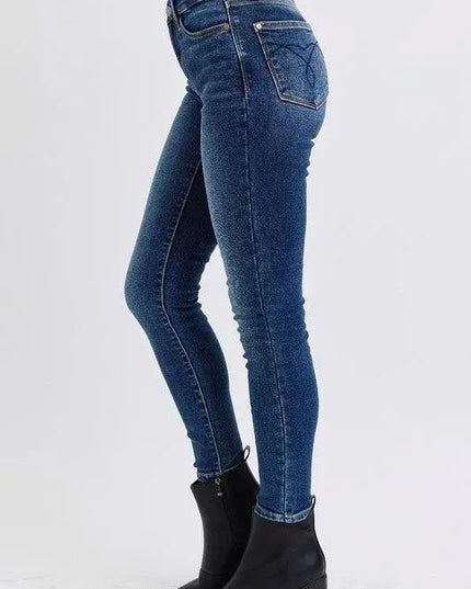 Judy Blue Full Size Mid-Rise Waist Skinny Jeans with Pockets - ShopEasier