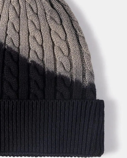 Contrast Tie-Dye Cable-Knit Cuffed Beanie