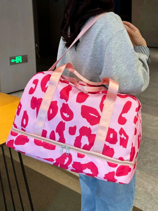 Bolsa de viaje de tela Oxford con estampado de leopardo