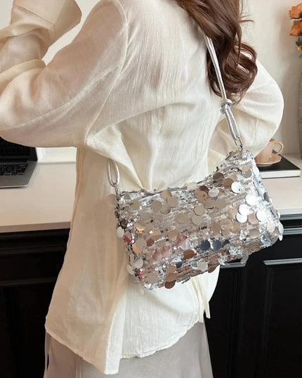 Sequin Knotted Straps Shoulder Bag