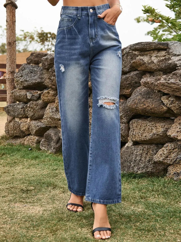 Distressed Jeans with Pockets - ShopEasier