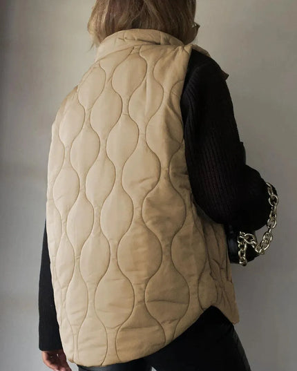 Pocketed Collared Vest with Opaque Design