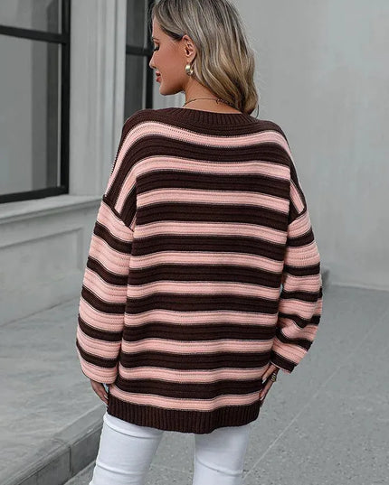 Colorful Striped Loose-Fit Sweater