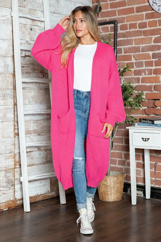 Letter Dropped Shoulder Long Sleeve Cardigan - ShopEasier