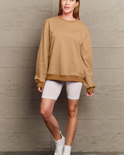 Simply Love Full Size ENJOY THE LITTLE THINGS Round Neck Sweatshirt - ShopEasier