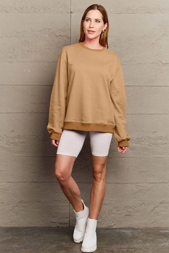 Simply Love Full Size ENJOY THE LITTLE THINGS Round Neck Sweatshirt - ShopEasier