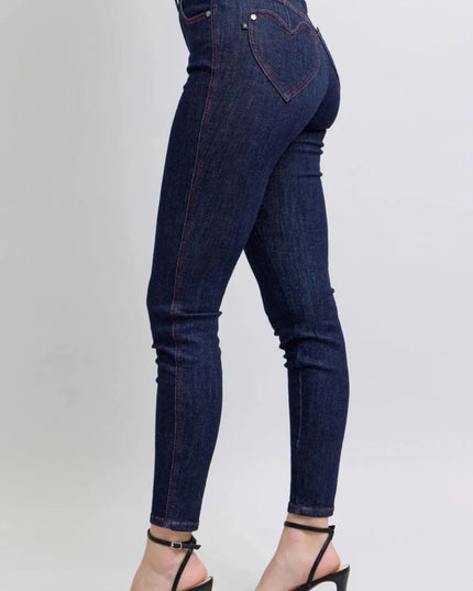 Judy Blue Full Size Heart Shaped Back Pockets Skinny Jeans - ShopEasier