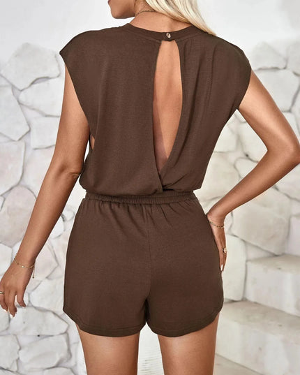 Lovelet Cutout Round Neck Cap Sleeve Romper - ShopEasier