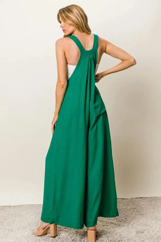 BiBi Texture Sleeveless Wide Leg Jumpsuit - ShopEasier