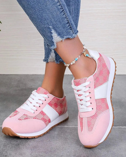 Contrast Round Toe Flat Sneakers - ShopEasier