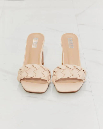 MMShoes Top of the World Braided Block Heel Sandals in Beige