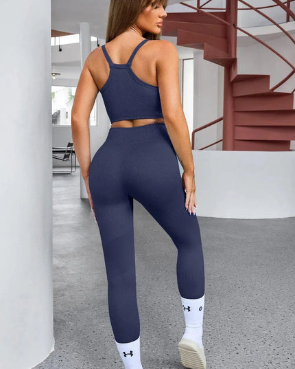 Tank Cropped Active Top and Pants Set - ShopEasier