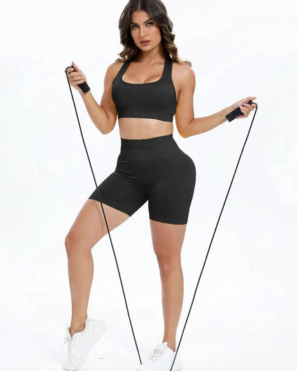 Scoop Neck Wide Strap Top and Shorts Active Set - ShopEasier