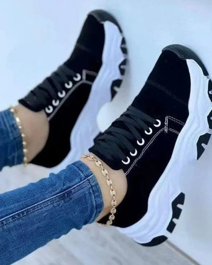 Lace-Up Round Neck Platform Sneakers