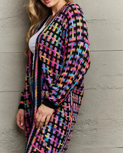 Angel Wings Full Size Multicolored Open Front Fringe Hem Cardigan - ShopEasier