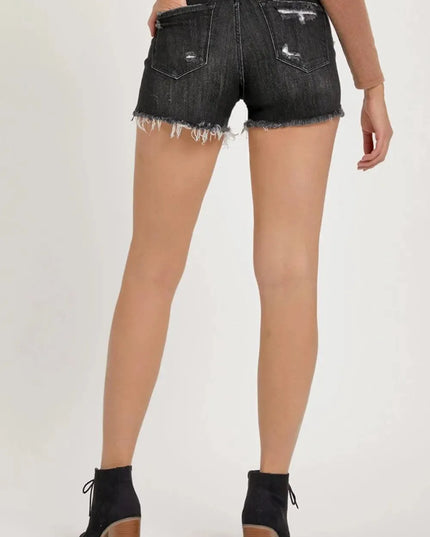 Mid Rise Raw Hem Denim Shorts for Summer Casual Style