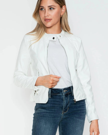 Snobbish PU Leather Zip Up Jacket with Pockets - ShopEasier