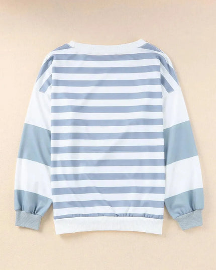 Football Striped Round Neck Long Sleeve Sweatshirt