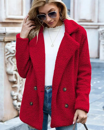 Luxe Urban Sherpa Coat with Lapel Collar