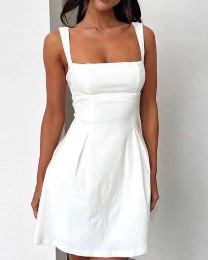 Devine Bow Back Square Neck Mini Dress