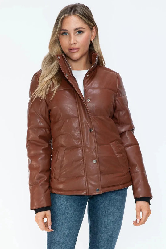 YMI Pocketed Zip Up Turtleneck Puffer Jacket - ShopEasier