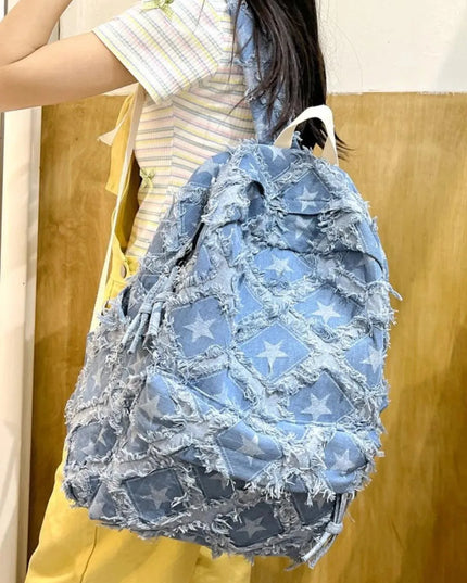 Star Denim Backpack Bag