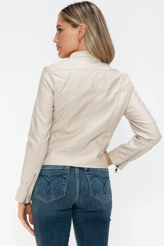 Snobbish PU Leather Zip Up Jacket with Pockets - ShopEasier