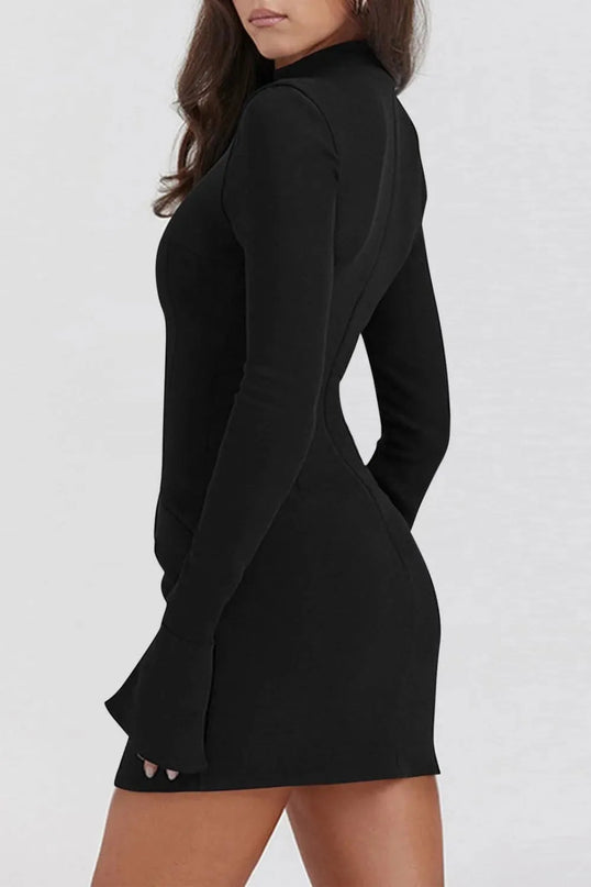 Mock Neck Long Sleeve Mini Dress - ShopEasier