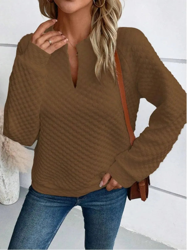 Notched Sleeve Basic Sweatshirt