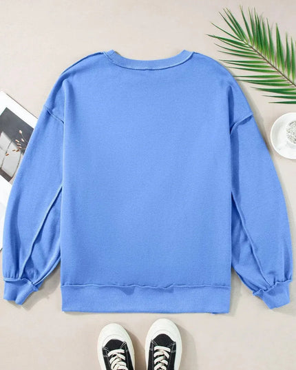 Starry Exposed Seam Long Sleeve Sweatshirt