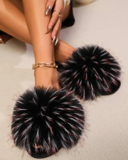 Cozy Open Toe Flat Slippers