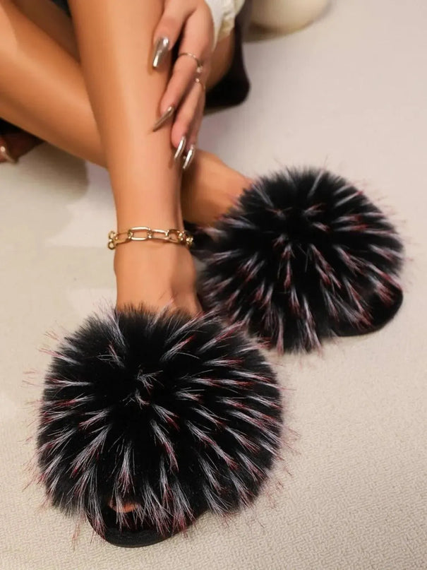 Cozy Open Toe Flat Slippers