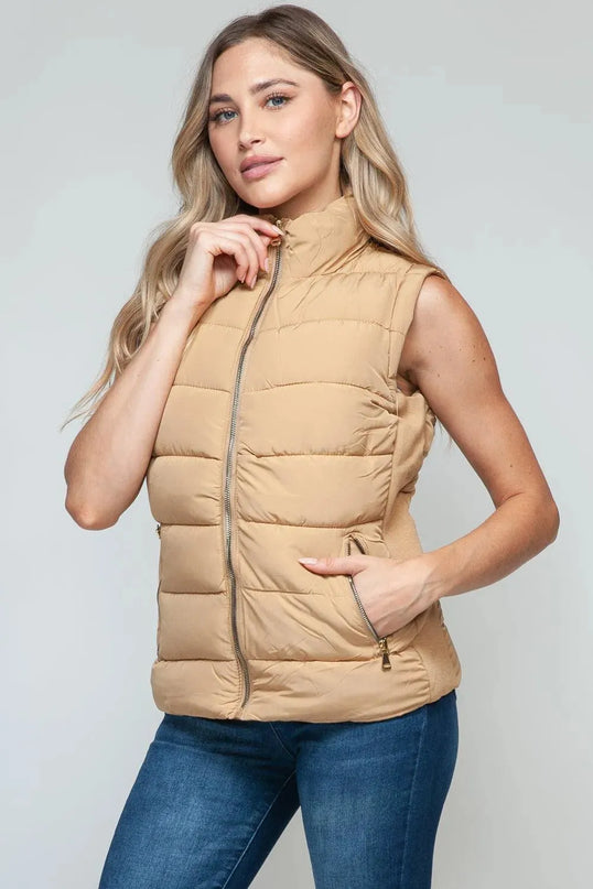 Chic Zip-Up Turtleneck Vest with Functional Pockets