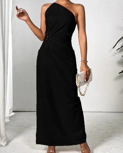 Honey Slit One Shoulder Sleeveless Maxi Dress - ShopEasier