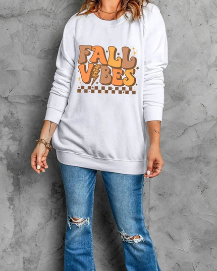 Graphic Lettered Long Sleeve Crew Neck Sweatshirt