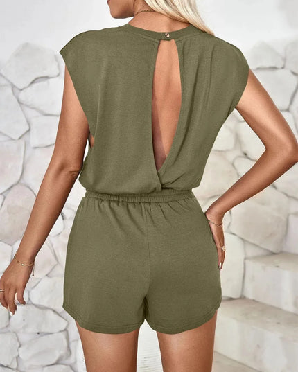 Lovelet Cutout Round Neck Cap Sleeve Romper - ShopEasier