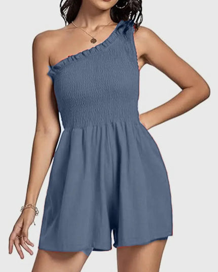 Smocked Single Shoulder Romper - ShopEasier