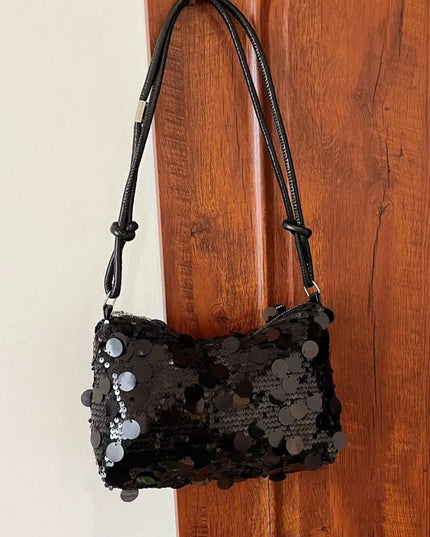 Sequin Knotted Straps Shoulder Bag