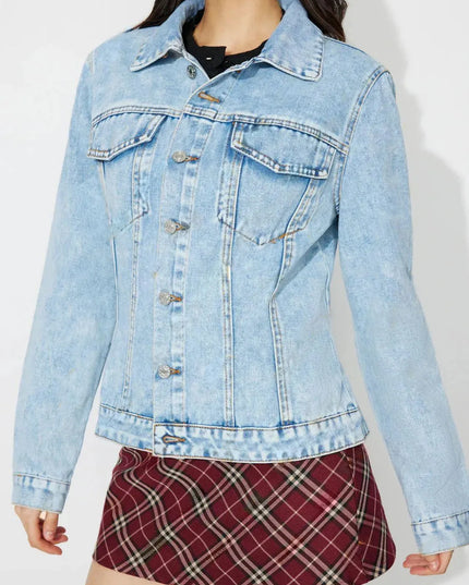 Button Up Long Sleeve Denim Shacket - ShopEasier