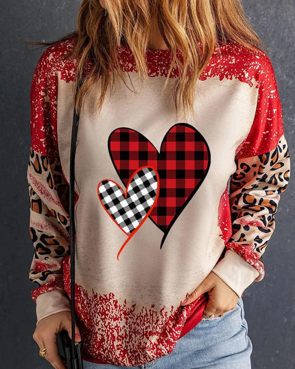 Leopard Print Heart Graphic Sweatshirt