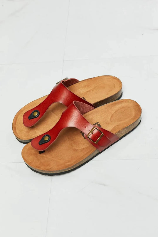 MMShoes Chic Red T-Strap Drift Away Flip-Flop