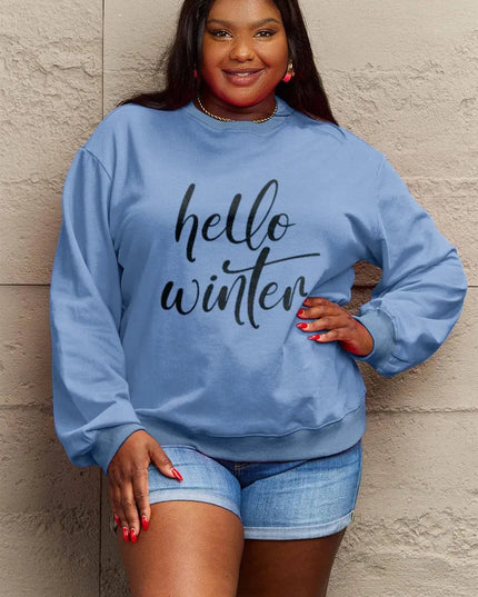 Simply Love Full Size HELLO WINTER Graphic Sweatshirt - ShopEasier