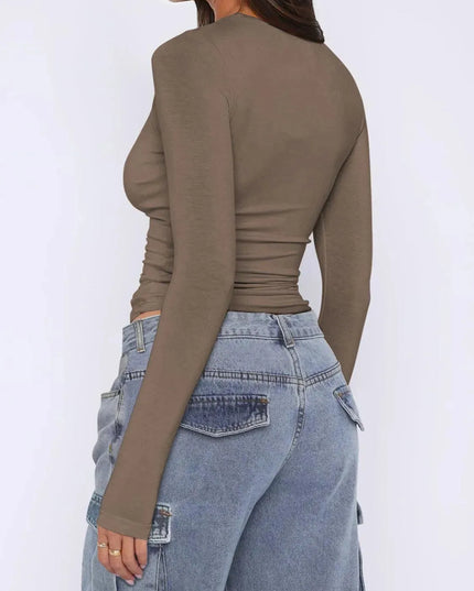 Asymmetrical Ruched Long Sleeve Top