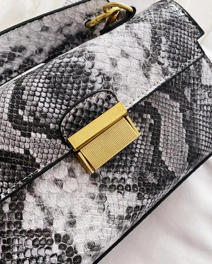 PU Leather Snakeskin Print Crossbody Bag