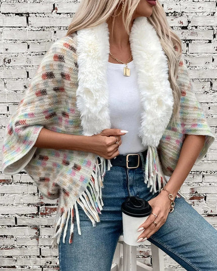 Fringed Fuzzy Open Front Cape