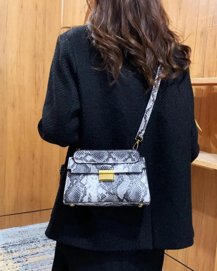 PU Leather Snakeskin Print Crossbody Bag