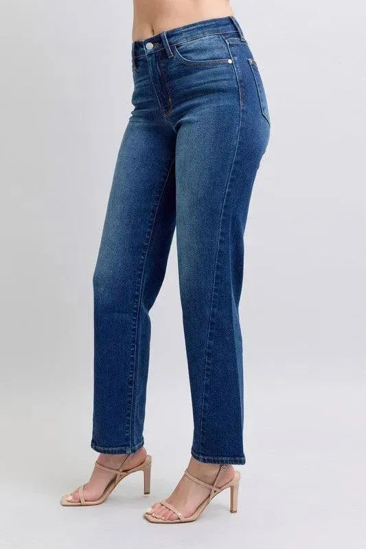 Judy Blue Full Size Side Seam Detail Straight Jeans with Pockets - ShopEasier