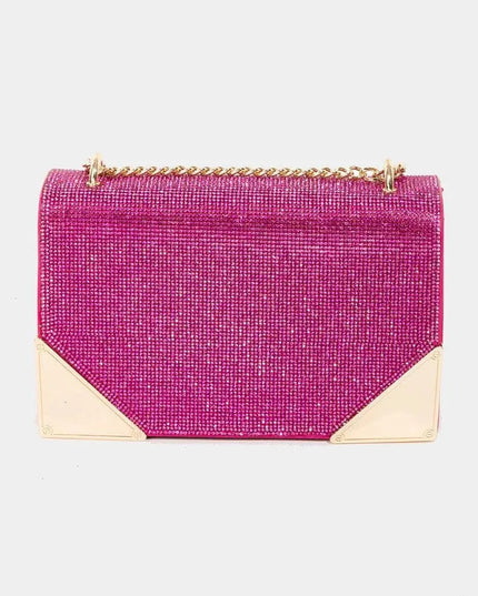 Fame Rhinestone Studded Rectangle Crossbody Bag