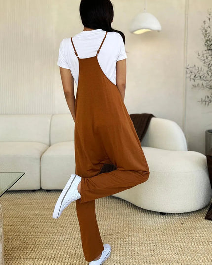 Double Take Full Size Sleeveless V-Neck Pocketed Jumpsuit - ShopEasier