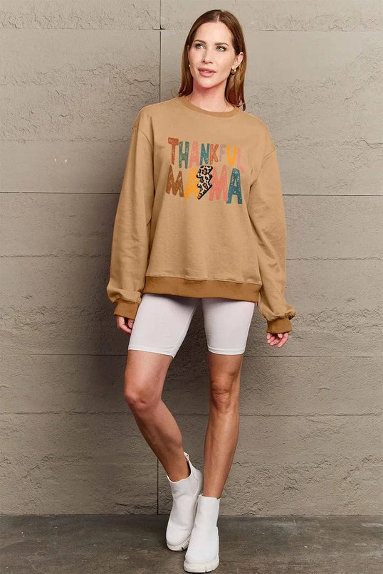 Simply Love Full Size Letter Graphic Long Sleeve Sweatshirt - ShopEasier